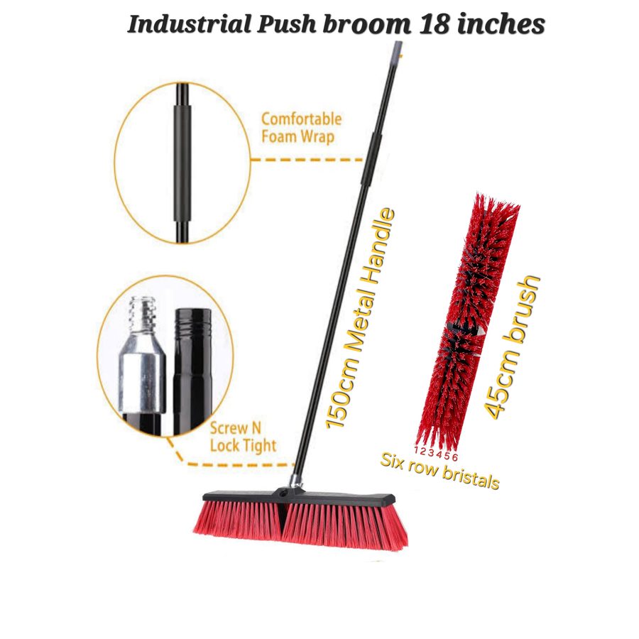 Industrial Push Broom For Multiple Surfaces