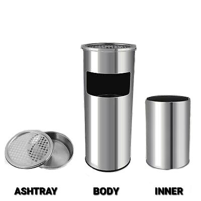 Stainless Steel Dustbin With Ashtray